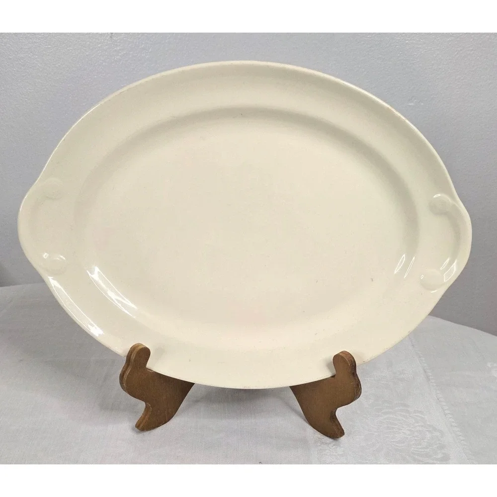Vintage Taylor Smith Taylor USA Cream Oval Serving Platter 13 inch 1939 TST